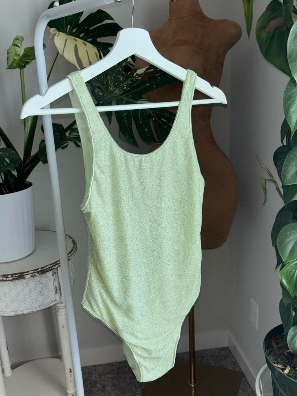 Oséree Mint Green Rhinestone Glitter Bodysuit Italy Size Large
